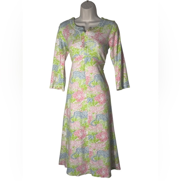 Lily Pulitzer Green Lion 100% Cotton Gown Size Medium - Picture 1 of 13